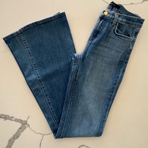 J Brand - Valentina High-Rise Flare Jeans Size 25 Endeavor Wash Long Inseam - Picture 3 of 11
